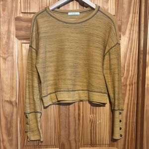 Le Lis Mustard Yellow Textured Women's Cropped Sweatshirt